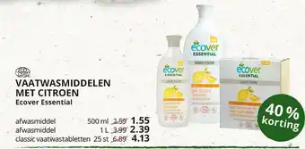 Natuurwinkel Vaatwasmiddelen Met Citroen Ecover Essential 40% Korting aanbieding