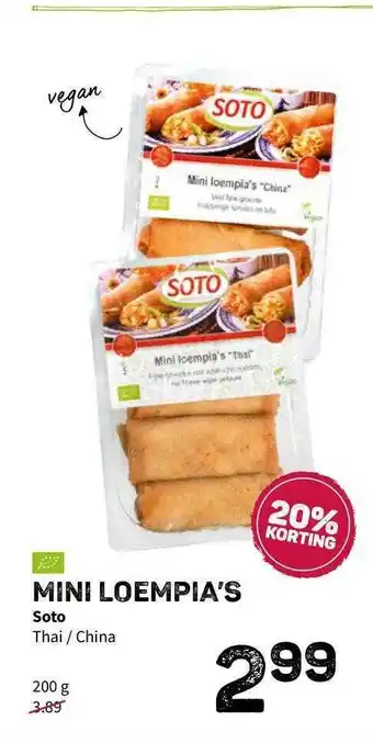 Ekoplaza Mini Loempia's Soto 20% Korting aanbieding