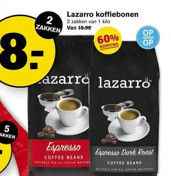 Hoogvliet Lazarro Koffiebonen 60% Korting aanbieding