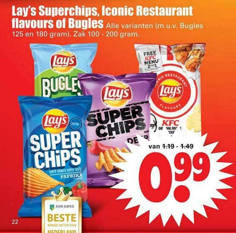 Lay's Superchips, Iconic Restaurant Flavours Of Bugles aanbieding bij Dirk