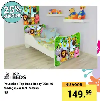 Van Asten BabySuperstore Peuterbed top beds happy 70x140 madagaskar incl. matras aanbieding