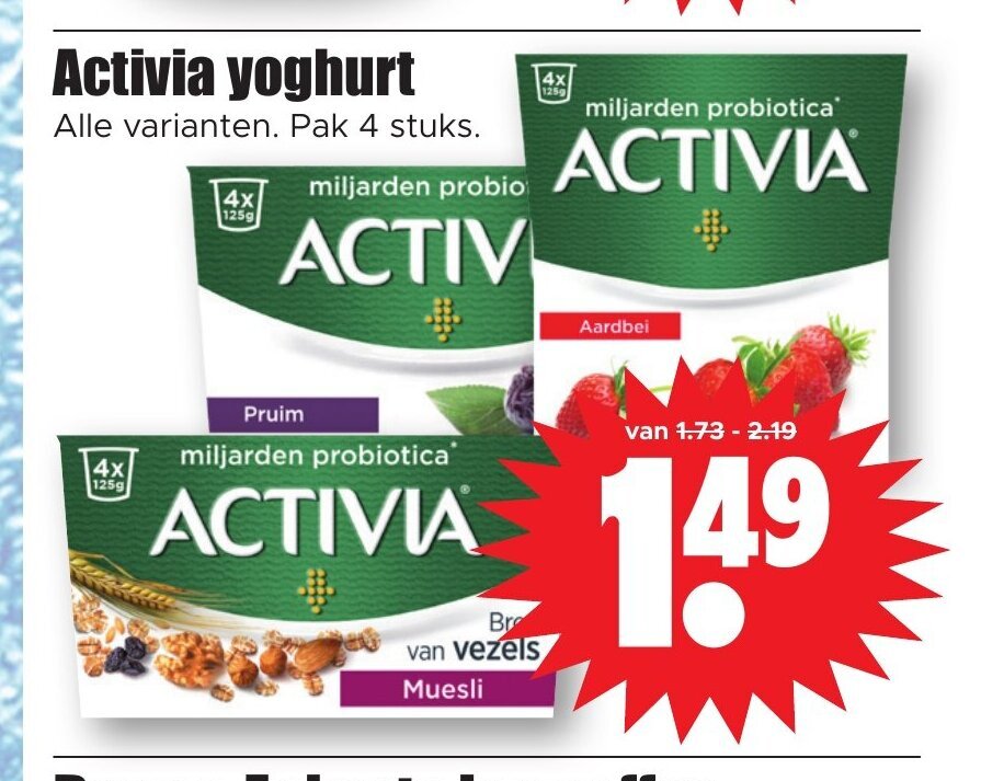 Activia yoghurt 4 stuks aanbieding bij Dirk