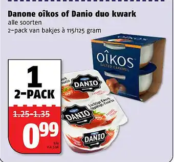 Poiesz Danone oîkos of Danio duo kwark 115/125g aanbieding