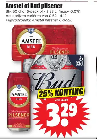 Dirk Amstel of Bud pilsener aanbieding