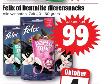 Dirk Felix of Dentalife dierensnacks zak 40-60 gram aanbieding