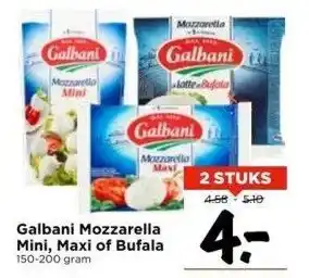 Vomar Voordeelmarkt Galbani mozzarella mini, maxi of bufala aanbieding