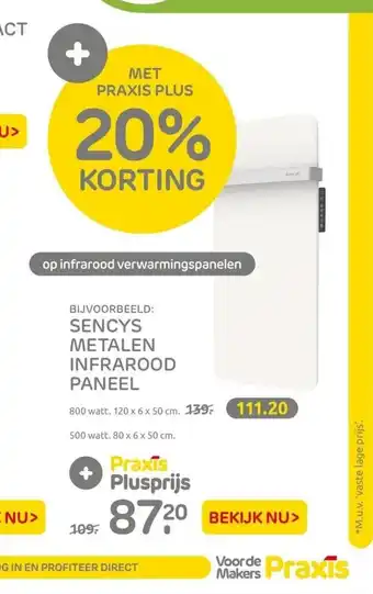 Praxis Sencys Metalen Infrarood Paneel aanbieding