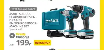 Praxis Makita Accuslagschroeven-draaier en schroefboor-machineset Type DK1497 aanbieding