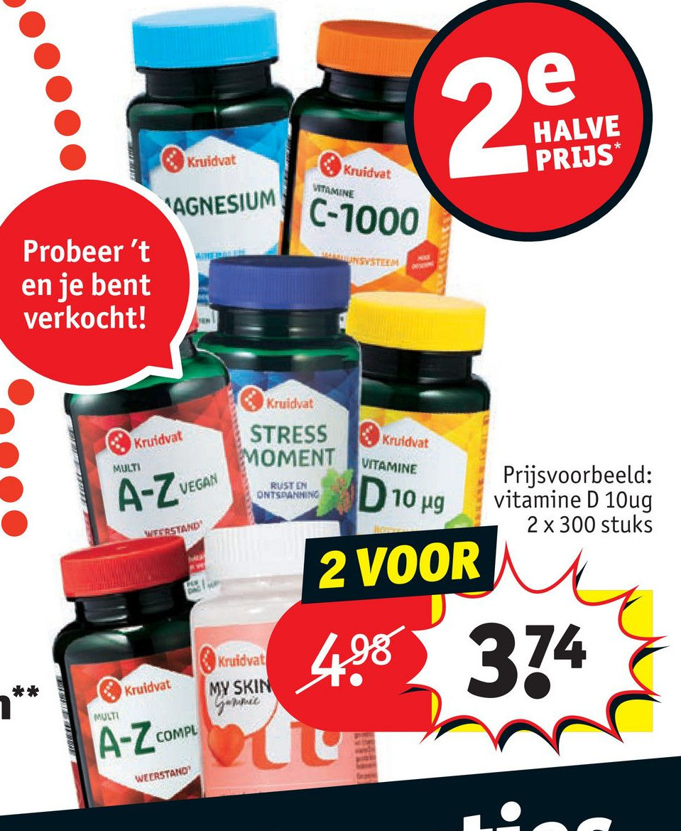 Alle kruidvat vitaminen, mineralen en supplementen aanbieding bij Kruidvat