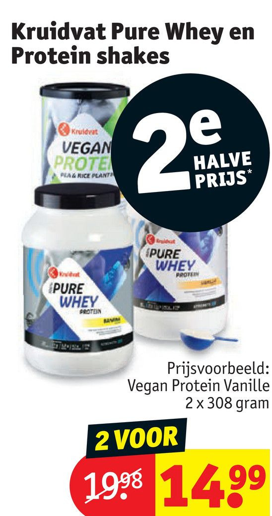 Kruidvat pure whey en protein shakes aanbieding bij Kruidvat