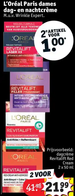 Kruidvat L'oréal paris dames dag- en nachtcrème aanbieding