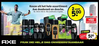 Kruidvat Keuze uit het hele assortiment axe deodorant en douche. aanbieding