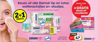 Kruidvat Keuze uit alle demak'up en lotus wattenschijfjes en -staafjes. aanbieding