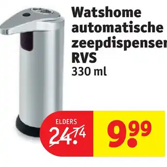 Kruidvat Watshome automatische zeepdispenser rvs 330 ml aanbieding