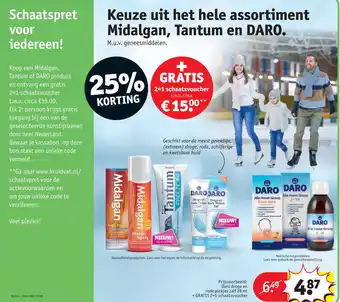 Kruidvat Keuze uit het hele assortiment midalgan, tantum en daro. aanbieding