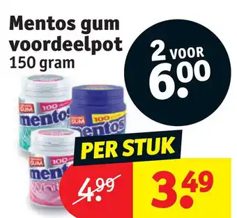 Kruidvat Mentos gum voordeelpot 150 gram aanbieding