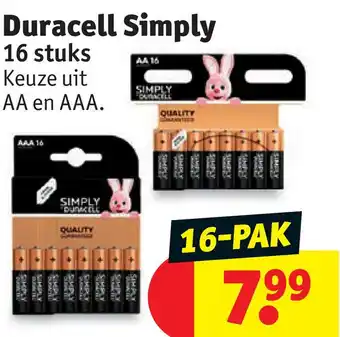 Kruidvat Duracell simply 16 stuks a 16 aanbieding