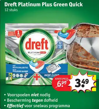 Kruidvat Dreft platinum plus green quick 12 stuks aanbieding