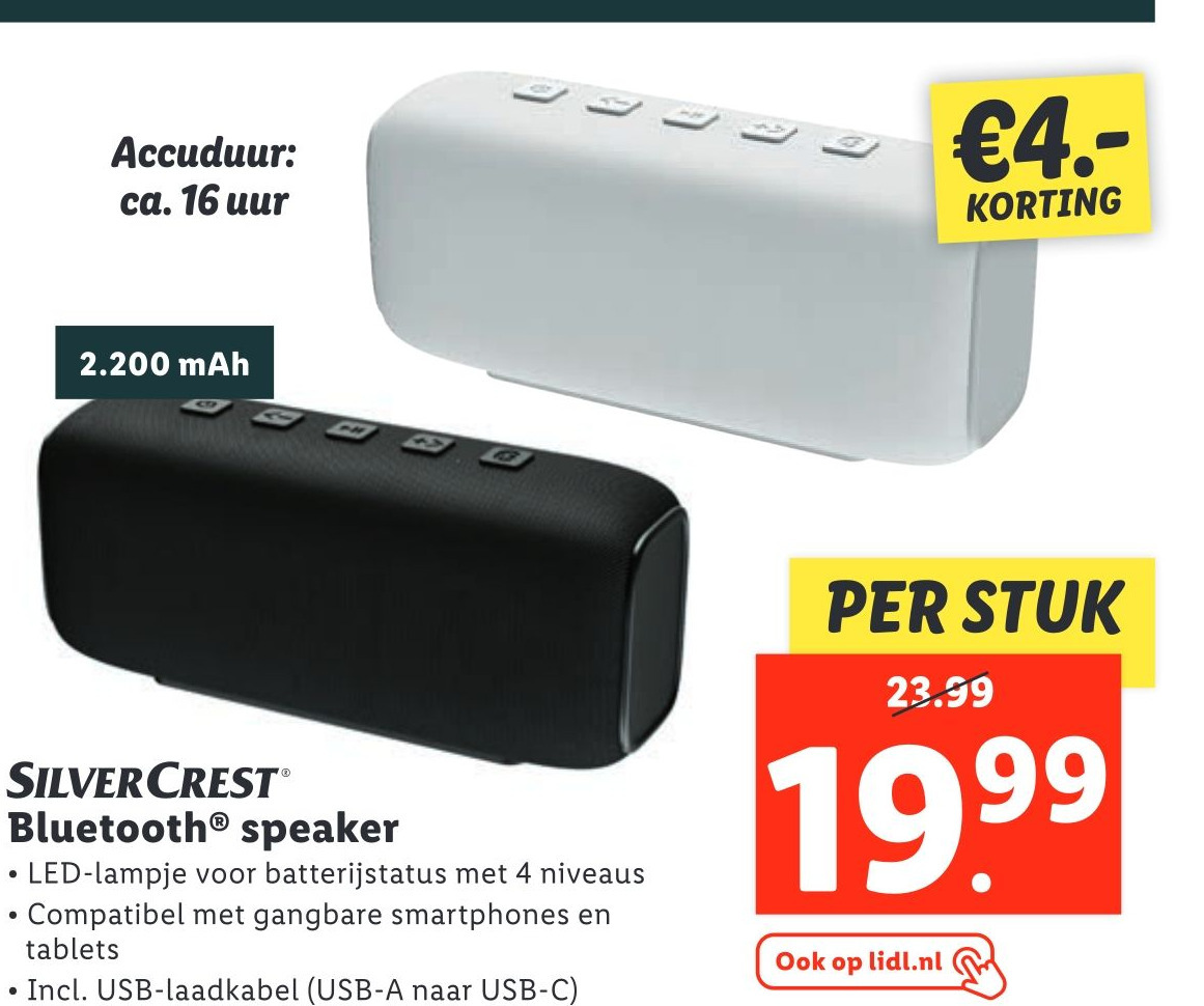 Silvercrestⓡ bluetooth speaker aanbieding bij Lidl