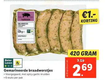 Lidl Gemarineerde braadworstjes aanbieding