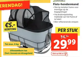 Lidl Zoofari fiets-hondenmand aanbieding