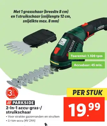 Lidl Parkside 2-in-1 accu-gras-/ struikschaar aanbieding