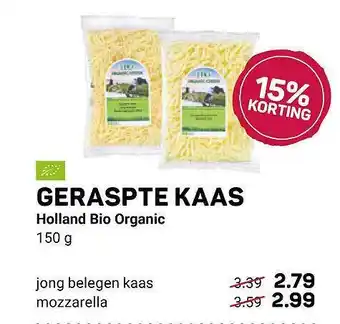 Ekoplaza Geraspte kaas holland bio organic 15% korting aanbieding