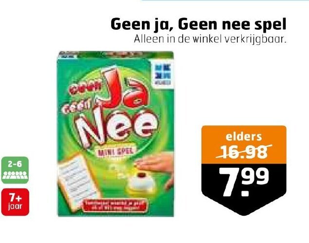 Geen ja, geen nee spel aanbieding bij Trekpleister