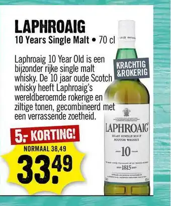 Dirck 3 Laphroaig 10 Years Single Malt 5.- Korting aanbieding