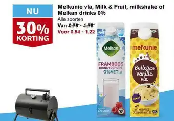 Hoogvliet Melkunie Vla, Milk & Fruit, Milkshake Of Melkan Drinks 0% 30% Korting aanbieding