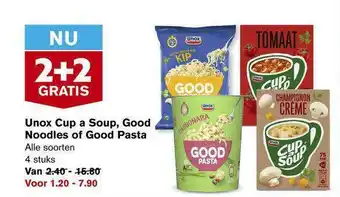 Hoogvliet Unox Cup A Soup, Good Noodles Of Good Pasta 2+2 Gratis aanbieding