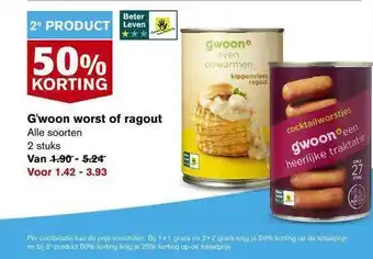 Hoogvliet G'woon Worst Of Ragout 50% Korting aanbieding