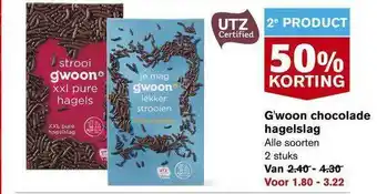 Hoogvliet G'woon Chocolade Hagelslag 50% Korting aanbieding