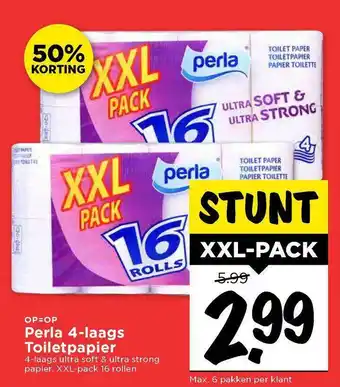 Vomar Voordeelmarkt Perla 4-Laags Toiletpapier 50% Korting aanbieding