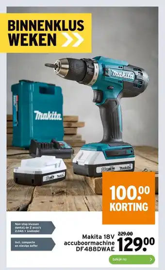 GAMMA Makita 18V accuboomachine DF488DWAE aanbieding