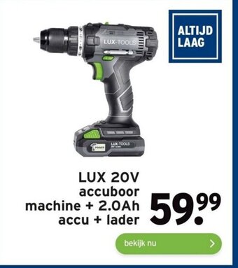 GAMMA LUX 20V accuboor machine + 2.0Ah accu + lader aanbieding