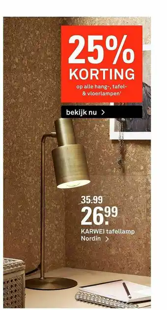 Karwei Karwei Tafellamp Nordin 25% Korting aanbieding