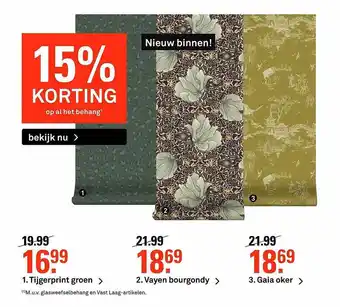 Karwei Tijgerprin Groen, Vayen Bourgondy Of Gaia Oker 15% Korting aanbieding