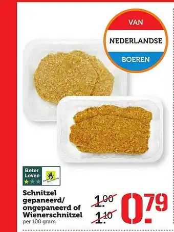 Coop Schnitzel Gepaneerd-Ongepaneerd Of Wienerschnitzel 100g aanbieding