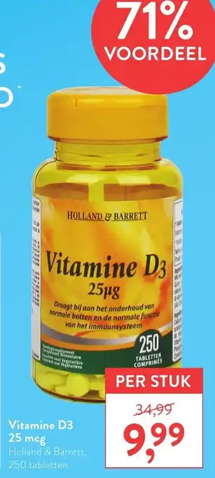 Holland & Barrett Holland & Barrett Vitamine D3 25mcg 250 tabs aanbieding