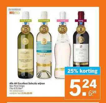 Albert Heijn Alle AH Excellent Selectie Wijnen 25% Korting 0.75 liter aanbieding