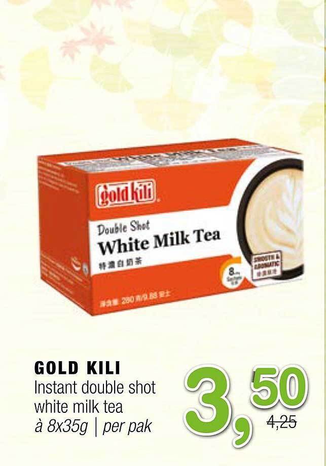 Gold kili instant double shot white milk tea aanbieding bij Amazing