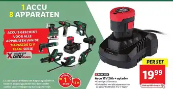 Lidl Parkside Accu 12V 2Ah + Oplader aanbieding