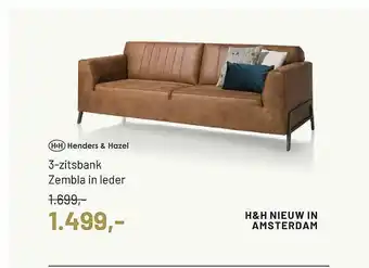 Piet Klerkx Henders & Hazel 3-Zitsbank Zembla In Leder aanbieding