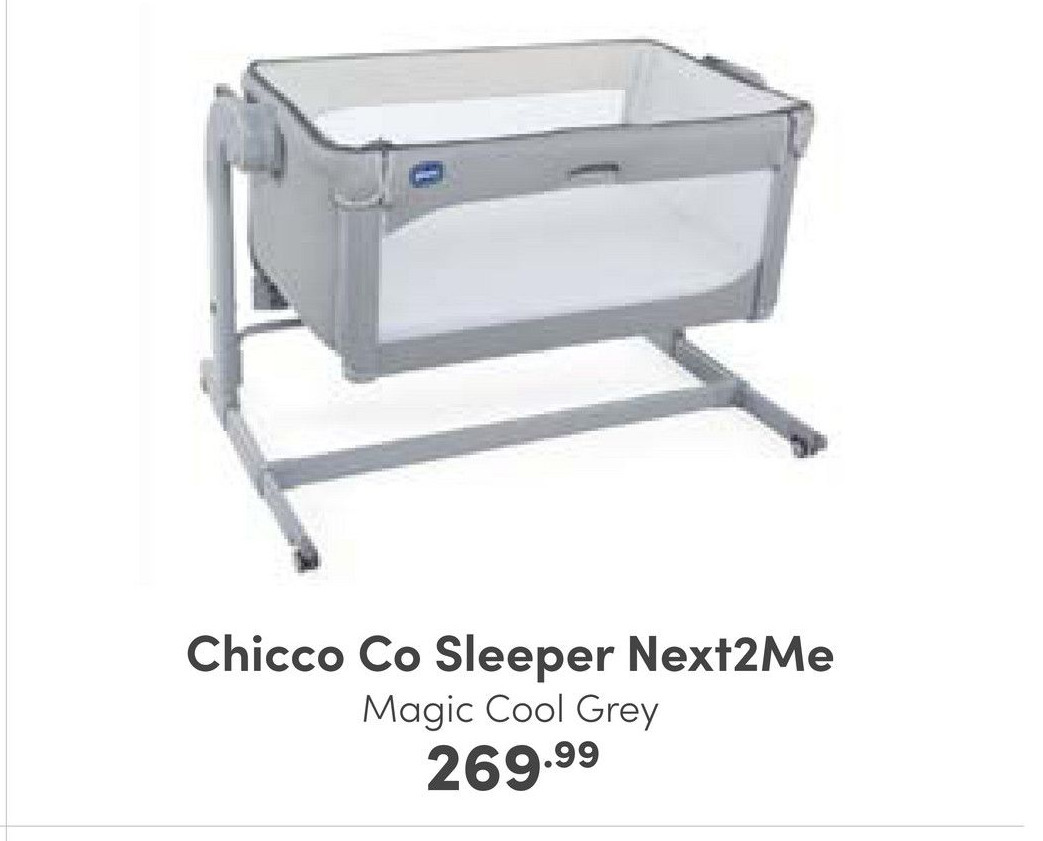 Chicco co sleeper next2me magic cool grey aanbieding bij Baby & Tiener