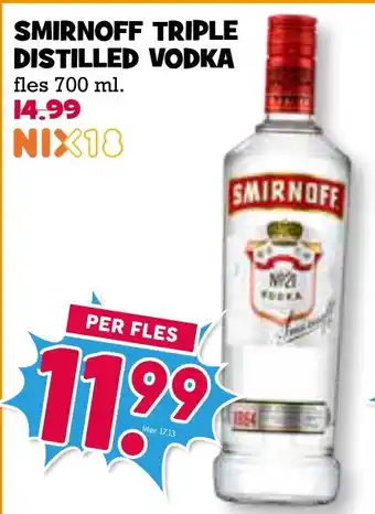 Boon`s Markt Smirnoff triple distilled vodka aanbieding