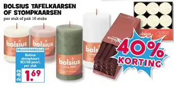 Boon`s Markt Bolsius tafelkaarsen of stompkaarsen aanbieding