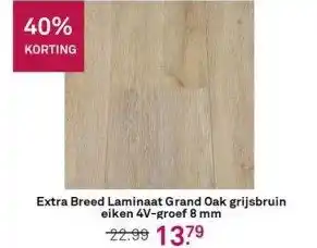 Karwei Extra breed laminaat grand oak grijsbruin eiken 4v-groef 8 mm aanbieding