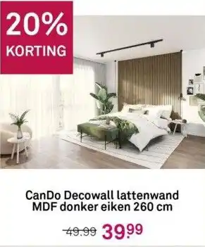 Karwei Cando decowall lattenwand mdf donker eiken 260 cm aanbieding