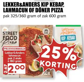 MCD Supermarkt Lekker&anders kip kebap, lahmacun of döner pizza aanbieding